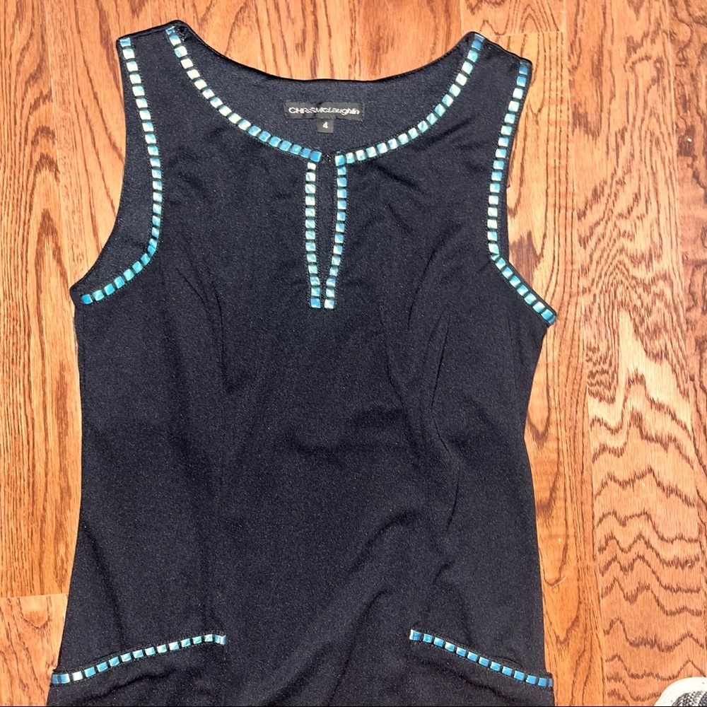 Chris McLaughlin Black & Blue Size 4 Dress - Picture 7 of 14